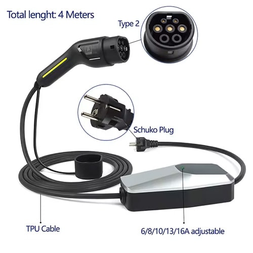 3-EVMOTIONS Zeta EVSE Type2 (max. 16A) Câble de recharge véhicule électrique