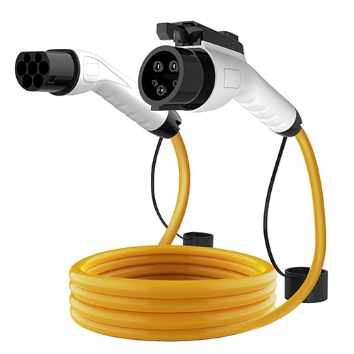 1-EVMOTIONS Delta Type2 -> Type1 (32A) Cable de carga para vehículo eléctrico